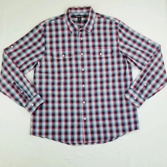 Michael Kors XL Check/Plaid Dual Flip Pocket Men's - Picture 1 of 7